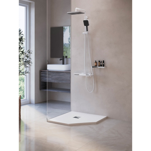 Душевой поддон RGW Stone Tray 16155099-01 90х90 искусственный камень белый без ножек - фото 2