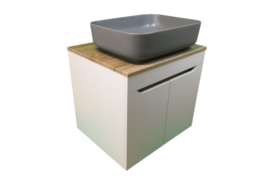 Тумба с раковиной Sintesi STL.W7023_SIN-LVB-APP-409GM 60х55х50 подвесная цвет темно-серый/коричневый - фото 4