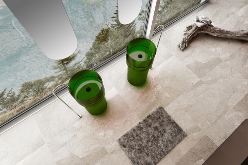 Раковина из полиэфирной смолы Abber KRISTALL AT2701Emerald-H 45х45 напольная цвет зеленый без отверстий под смеситель - фото 3