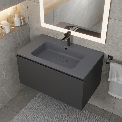 Раковина кварцевая Uperwood Lagoon Quartz 297000018 80х48 полувстраиваемая цвет серый - фото 3