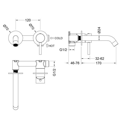 Смеситель для раковины Timo Saona 2372/00SM встраиваемый в стену хром - фото 2