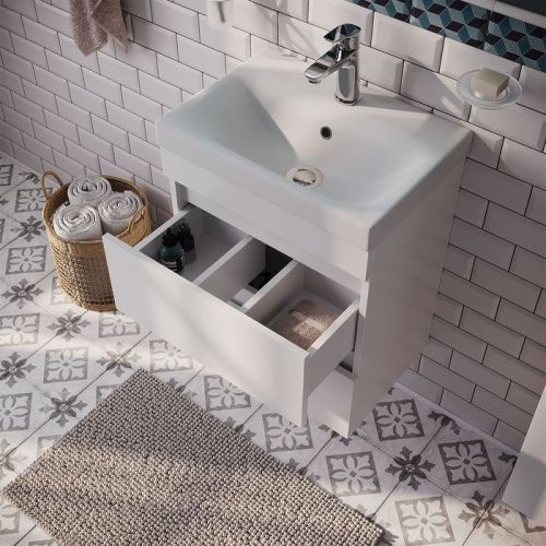 Тумба с раковиной IDDIS Zodiac ZOD5CB0i95K 49х34х64 подвесная цвет белый - фото 2