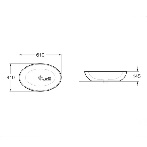 Раковина из сантехнического фарфора Vincea VBS-115 61х41 накладная цвет белый без отверстий под смеситель - фото 2