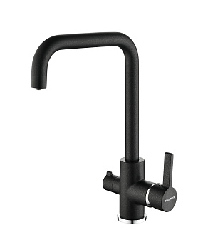 Смеситель для кухни Paulmark LOGAS Lo213021-418 на раковину черный металлик