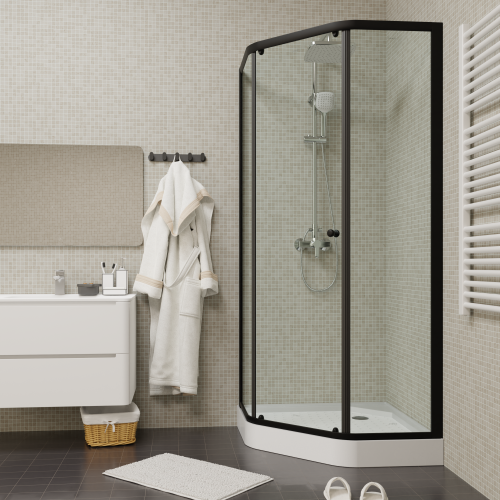 Душевой уголок Parly ZEP91B 90х90 стекло прозрачное профиль черный с поддоном - фото 5