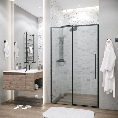 Душевая дверь Grossman Galaxy 100.K33.01.140.21.02 140х195 стекло текстурное профиль черный матовый - фото 3