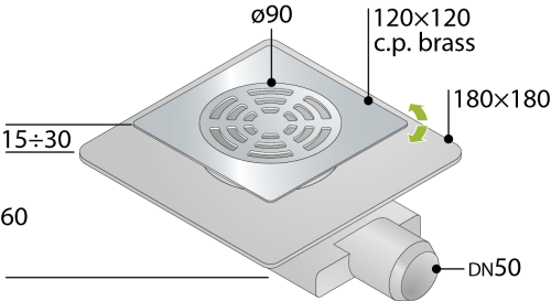 Душевой трап OMP Tea Tirana 2665.591.8 в пол - фото 3