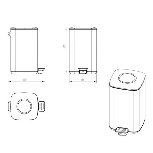 Ведро мусорное Java S-888-12W - фото 3