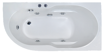 Ванна акриловая гидромассажная Royal Bath AZUR RB614203ST-R 169х79 пристенная асимметричная с каркасом