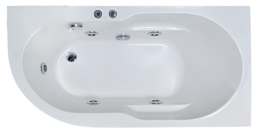 Ванна акриловая гидромассажная Royal Bath AZUR RB614203ST-R 169х79 пристенная асимметричная с каркасом