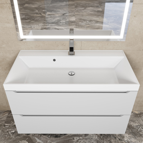 Раковина из литьевого мрамора Uperwood Classic 291020338 90х45 полувстраиваемая цвет белый глянцевый - фото 5