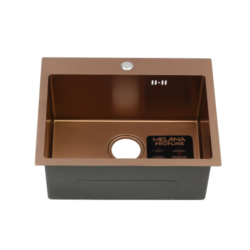 Кухонная мойка Melana ProfLine D5343HC бронза 53х43 цвет бронза поверхность матовая - фото 3