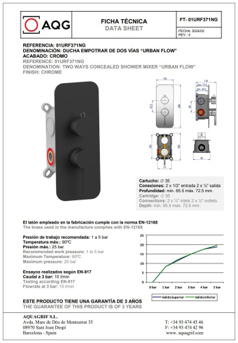 Душевой комплект AQG Urban Flow 19URFER23705 настенный - фото 2