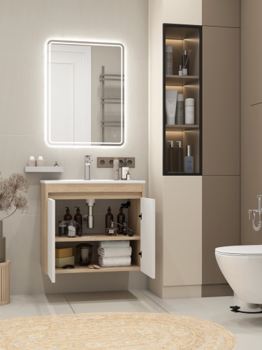 Тумба под раковину Teymi Netta T60603 70х46х62 подвесная цвет дуб - фото 4