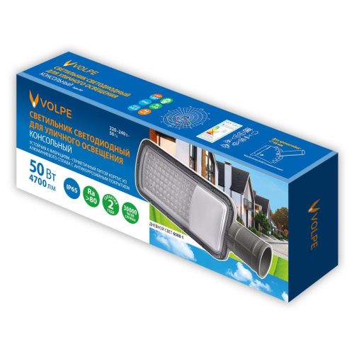 Уличный консольный светильник Volpe ULV-Q611 50W/6500K IP65 GREY - фото 2