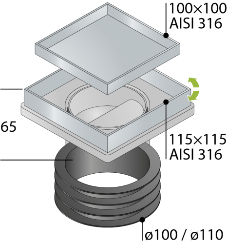 Душевой трап OMP Tea Kalamata 9977.592.9 в пол - фото 2