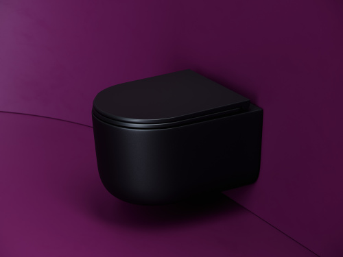 Унитаз подвесной Ceramica Nova ULMA CN4006TMB черный матовый с сиденьем микролифт безободковый смыв торнадо - фото 2