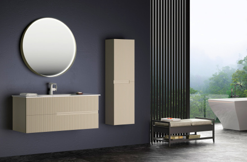 Шкаф-пенал Orka Moonlight 3001324 40х27х138 подвесной цвет бежевый матовый - фото 2