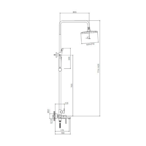 Душевая стойка Splenka S06.24 настенная цвет хром - фото 3
