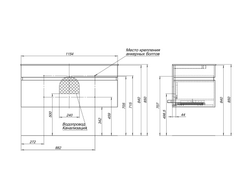 Тумба с раковиной De Aqua Эскалада 186751 115х51х50 подвесная цвет белый - фото 5