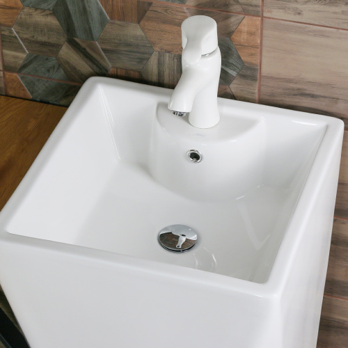 Раковина из сантехнического фарфора Melana B156-805 47х47 напольная цвет белый 1 отверстие под смеситель - фото 2