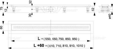 Душевой лоток Alcadrain APZ9 APZ9-650M 65х5 хром
