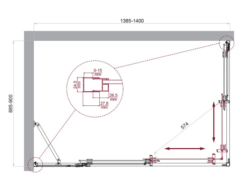 Душевой уголок BelBagno LUCE LUCE-AH-21-140/90-C-Cr 140х90 стекло прозрачное профиль хром глянцевый без поддона - фото 2