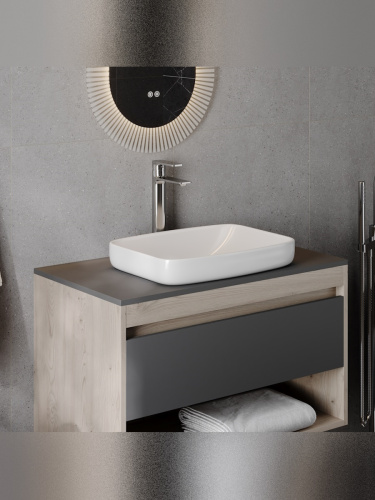 Раковина из сантехнического фарфора Teymi Solli T51245 51х39 полувстраиваемая цвет белый без отверстий под смеситель - фото 5