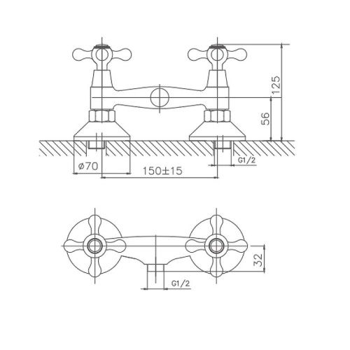 Смеситель для ванны и душа Cron CN2008 настенный хром - фото 3
