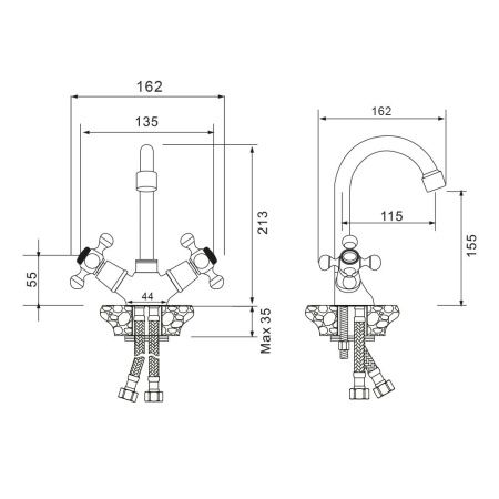 Смеситель WesnaArt Rassvet RAS02-230 на раковину хром