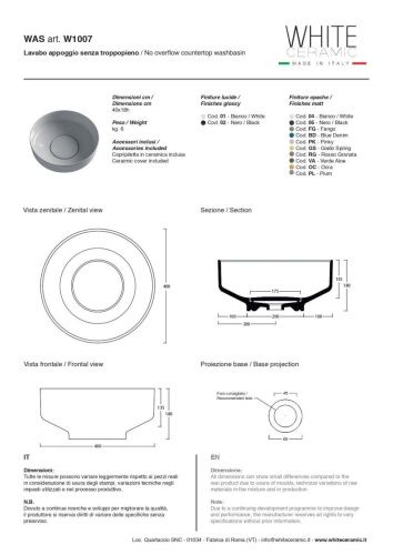 Раковина керамическая White Ceramic Was W100701 40х40 накладная цвет белый - фото 3