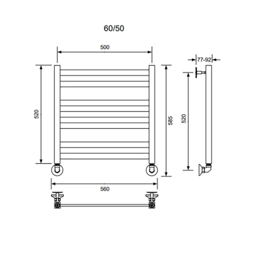 Полотенцесушитель Veconi Vero-B V6050GR-B 50х60 водяной графит - фото 3