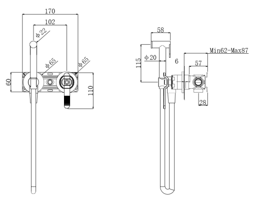 Гигиенический душ со смесителем Bronze de Luxe 1760'S 3253CC хром матовый - фото 3