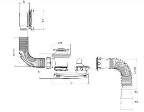 Сифон с переливом для ванны Salini23101H - фото 3