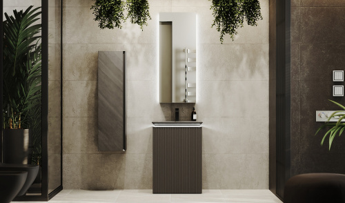 Шкаф-пенал Jorno INCLINE Inc.04.120/P/Bet/JR 33х27х120 подвесной цвет серый - фото 3