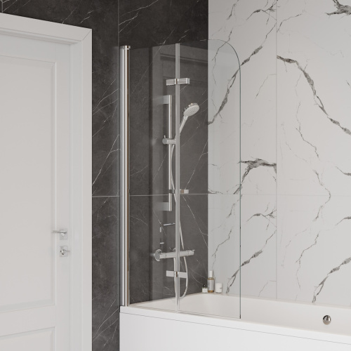 Шторка на ванну Teymi Anni T00276 80х140 стекло прозрачное профиль хром ориентация универсальная - фото 4