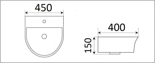 Раковина из санфаянса CeramaLux 78370A 45х40 подвесная цвет белый 1 отверстие под смеситель - фото 2
