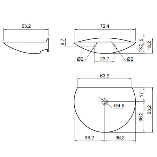 Раковина из композита Antonio Lupi Venere 40 см VENERE Bianco/cr подвесная цвет белый без отверстий под смеситель - фото 2
