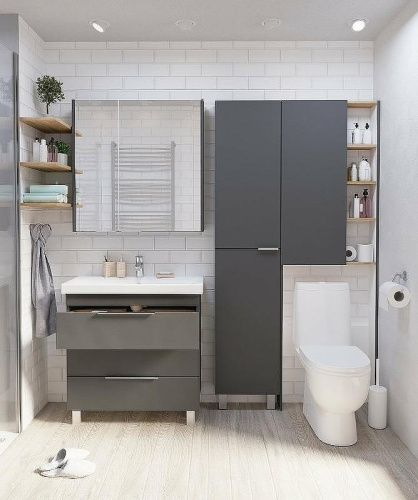 Шкаф-пенал 1MarKa Gaula У92552 40х15х190 напольный цвет черный - фото 3