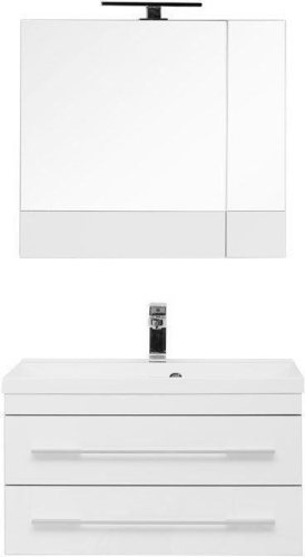 Комплект мебели: тумба с раковиной + зеркало-шкаф Aquanet Верона 00287652 75x48x152 подвесной цвет белый - фото 3