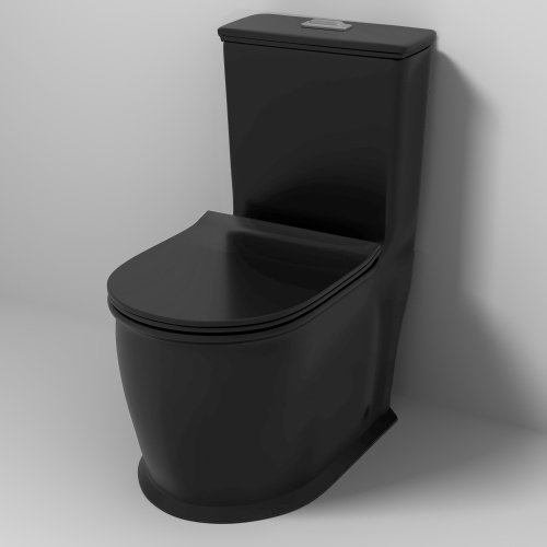 Унитаз напольный с бачком Grossman Retro GR-4492BMS черный матовый с сиденьем безободковый каскадный смыв - фото 2