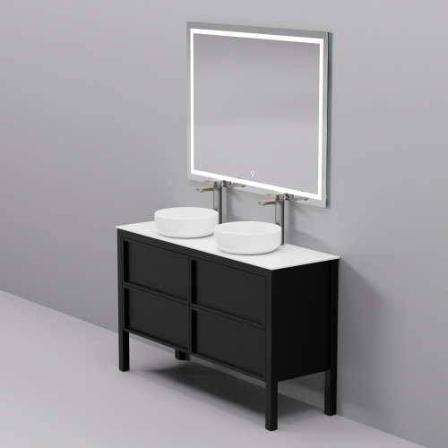 Тумба с раковиной+зеркало Art Decco Elisa (Элиса) AES14F78D3MF 140x45x85 напольная цвет черный дуб - фото 3