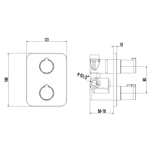 Смеситель для ванны и душа LeMark Yeti LM7847C встраиваемый в стену хром с термостатом - фото 2
