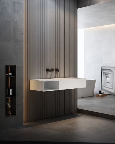 Тумба с раковиной Abber AS2640-1.2 L 120х46х20 подвесная цвет белый матовый - фото 3