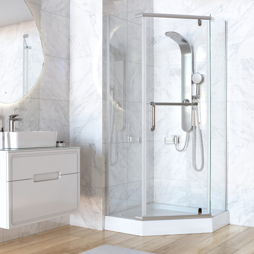 Душевой уголок Taliente TA-10103-1CP 100х100 стекло прозрачное профиль хром глянцевый без поддона - фото 3