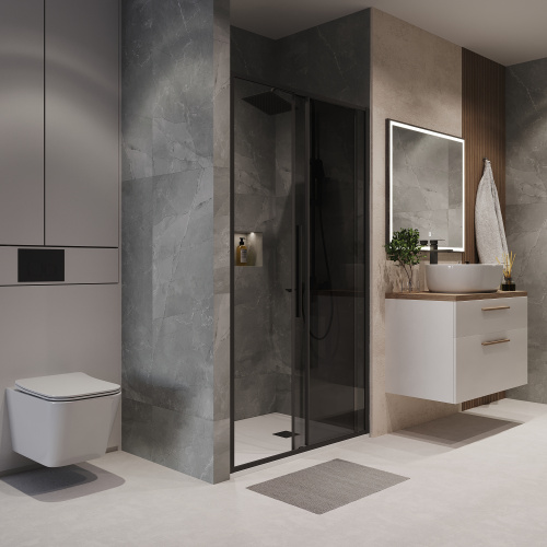 Душевая дверь Niagara Nova NG-85-14TB 140х195 стекло тонированное профиль черный матовый - фото 5