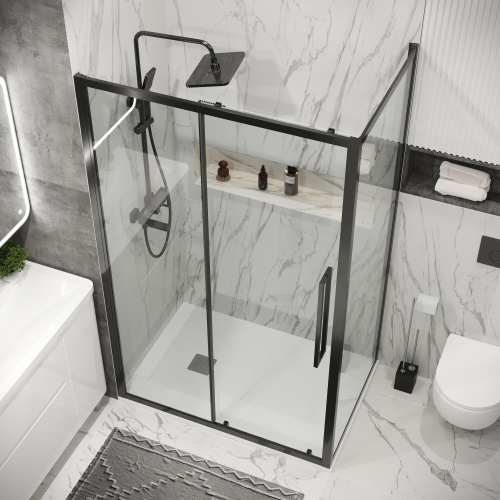 Душевая перегородка Grossman Cosmo 200.K33.02.90.42.00 90х195 стекло прозрачное профиль графит - фото 5