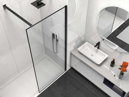 Душевая перегородка Vincea Walk in HS VSW-1HS900CLB 90х200 стекло прозрачное профиль черный - фото 3