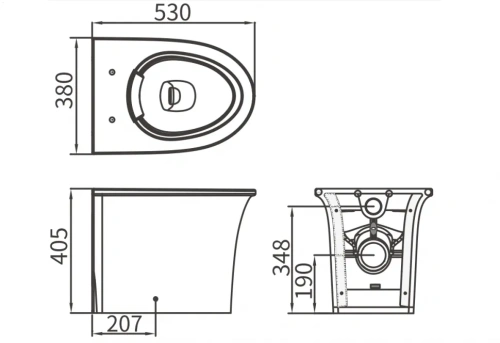 Чаша унитаза приставная Arrow AB2191 цвет белый без сиденья безободковая каскадный смыв - фото 3