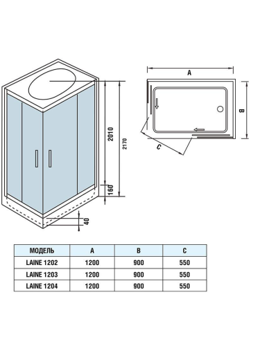 Душевая кабина WeltWasser WW500 LAINE 1202 (10000003271) 120х90 с крышей ориентация универсальная - фото 2